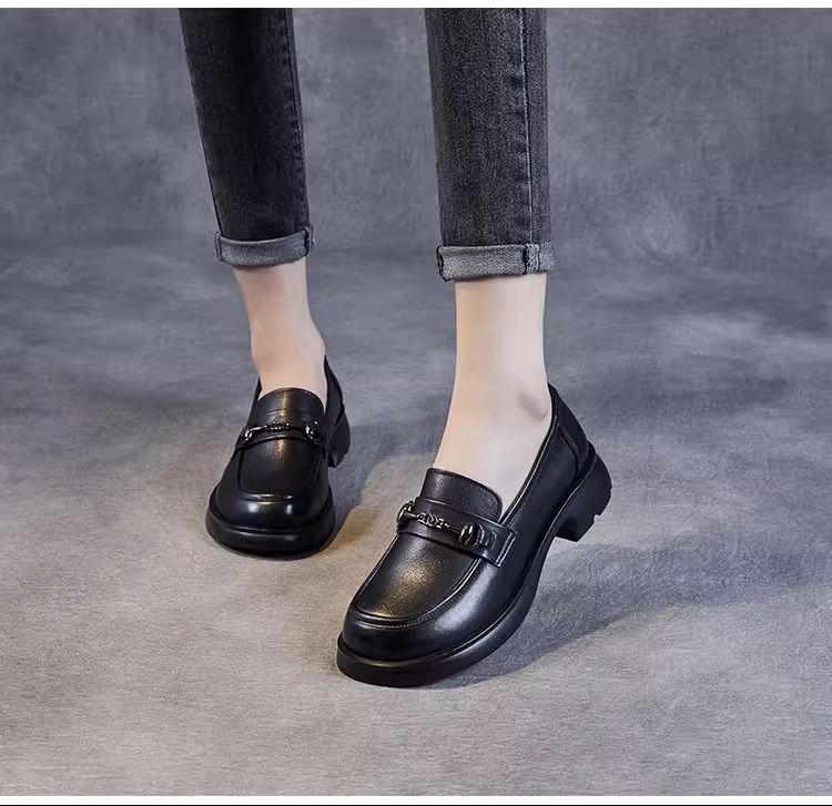 Black Genuine Leather Soft-Sole Shoes - 图片 7