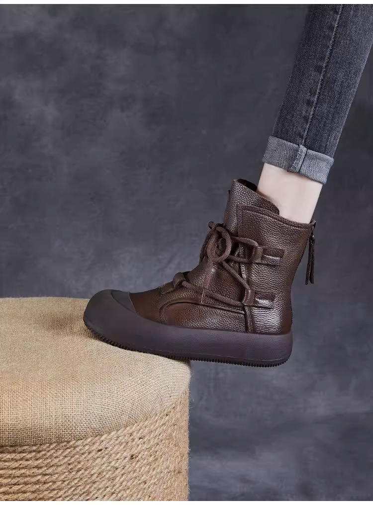 Soft-Sole Leather Ankle Boots - 图片 4