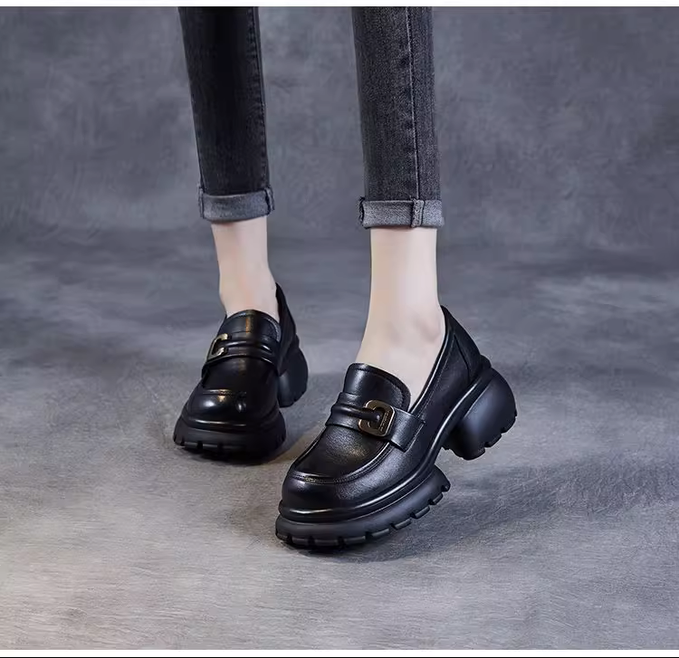 Platform Genuine Leather Height-Increasing Shoes - 图片 6