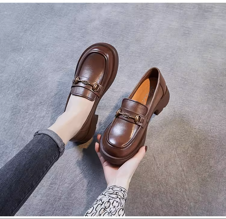 Black Genuine Leather Soft-Sole Shoes - 图片 5