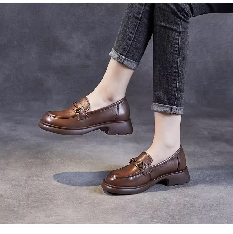 Black Genuine Leather Soft-Sole Shoes - 图片 6