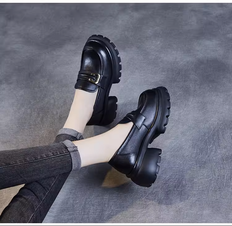 Platform Genuine Leather Height-Increasing Shoes - 图片 5