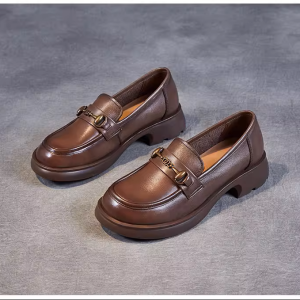 aa Black Genuine Leather Soft-Sole Shoes