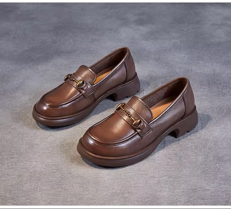 Black Genuine Leather Soft-Sole Shoes