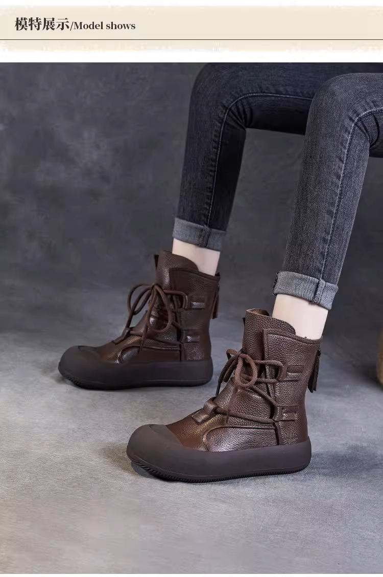 Soft-Sole Leather Ankle Boots - 图片 3