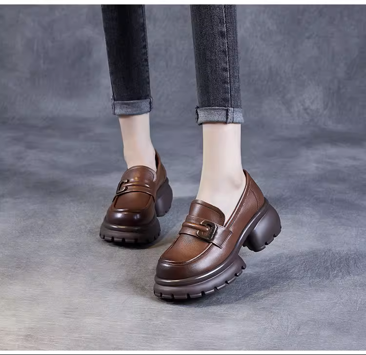 Platform Genuine Leather Height-Increasing Shoes - 图片 2
