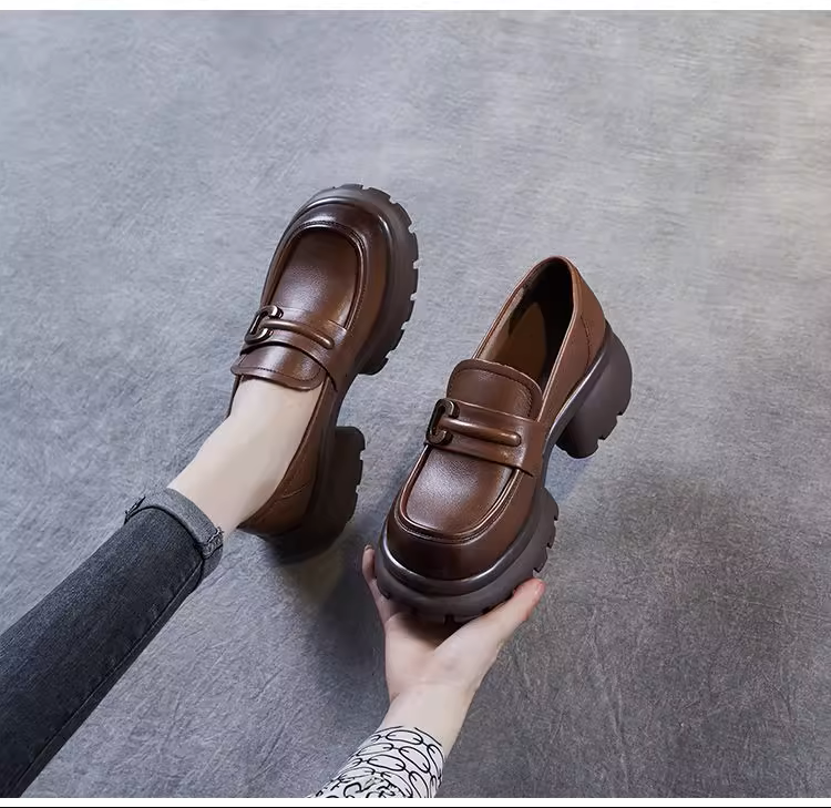 Platform Genuine Leather Height-Increasing Shoes - 图片 3